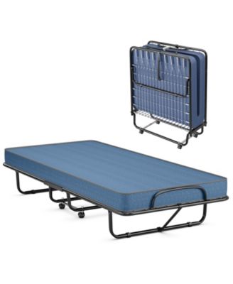 Rollaway Guest Bed with Sturdy Steel Frame and Memory Foam Mattress