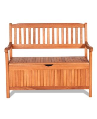 33 Gallon Wooden Storage Bench with Liner for Patio Garden Porch