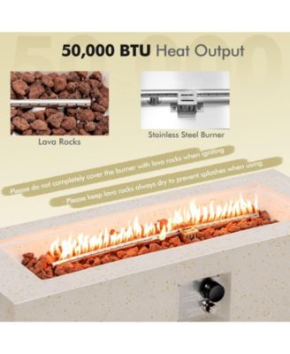 42 Inch 50 000 BTU Rectangle Terrazzo Fire Pit Table with PVC Cover