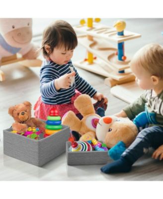 Storage Baskets 4-Piece Set - Stackable Woven Basket Paper Rope Bin Boxes for Makeup, Office Supplies, Bedroom, Closet