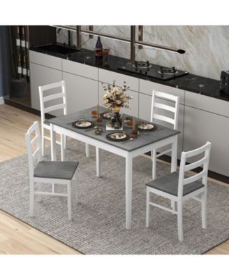5-Piece Wooden Dining Set with Rectangular Table and 4 Chairs