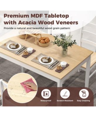 5-Piece Wooden Dining Set with Rectangular Table and 4 Chairs