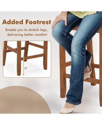 2-Piece Bar Chair Set Counter Height Bar Stool with Backrest