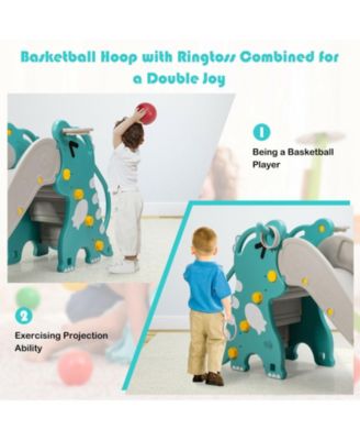 4-in-1 Kids Climber Slide Play Set with Basketball Hoop