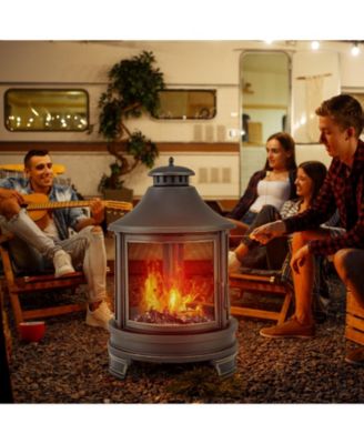 30 Inch Outdoor Fire Pit Chiminea with Grill for Garden BBQ