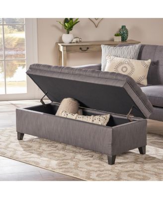 Button-Tufted Storage Ottoman with Soft-Close Lid, Storage for Bedroom, Living Room, Entryway