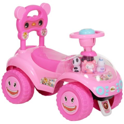 Детская игрушка Qaba Toddler Push Car with Foot-to-Floor Design, 24.4"L x 11.6"W x 19.1"H, 55 lb Capacity, Ages 18-36 Months, цвет: Розовый