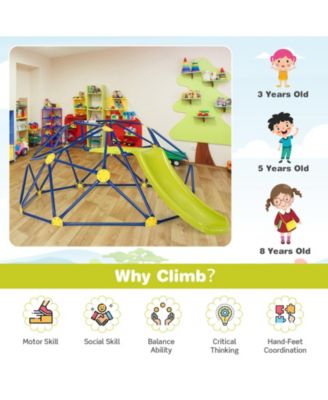 Kids Climbing Dome with Slide and Fabric Cushion for Garden Yard