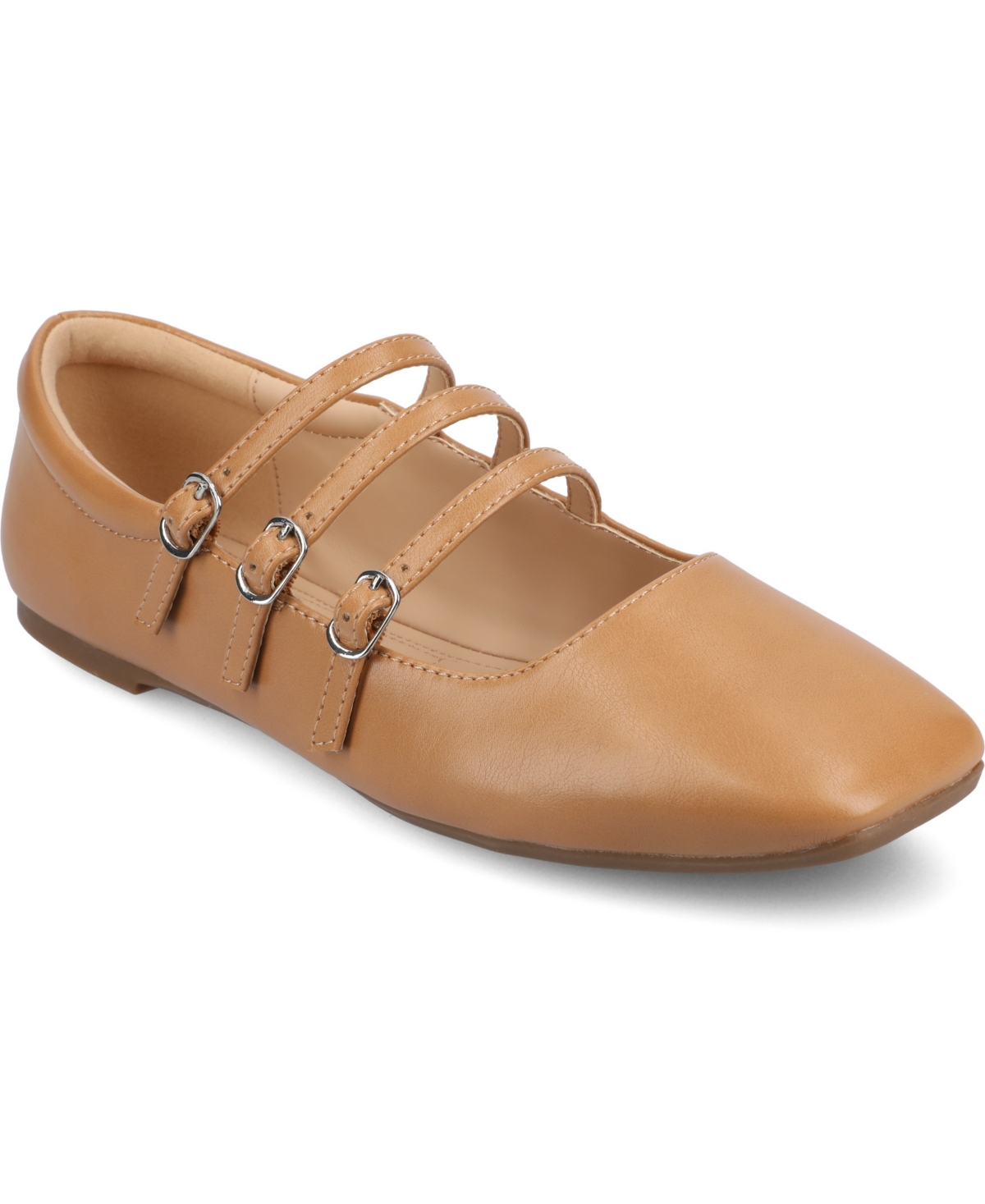 Women's Darlin Multi Strap Mary Jane Square Toe Flats - Crinkle Olive
