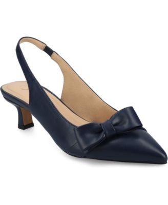 Journee Collection - Womens Paloma Bow Sling Back Pointed Toe Kitten Heel Pumps
