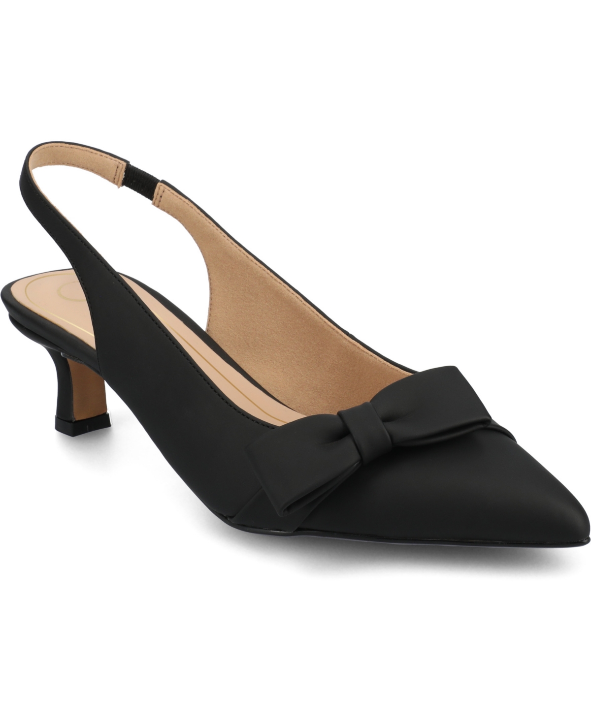 Journee Collection Women's Paloma Bow Kitten Heel Slingback Pumps In Black