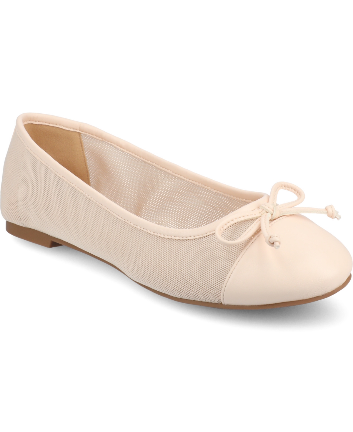 Shop Journee Collection Women's Kaiah Cap Toe Ballet Flats In Blush Mesh