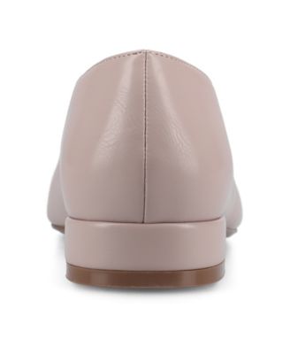 Journee Womens Carmin Medium and Wide Width Slip On Low Block Heel Pointed Toe Dress Flats