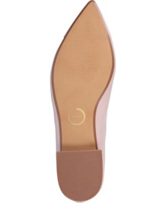 Journee Womens Carmin Medium and Wide Width Slip On Low Block Heel Pointed Toe Dress Flats