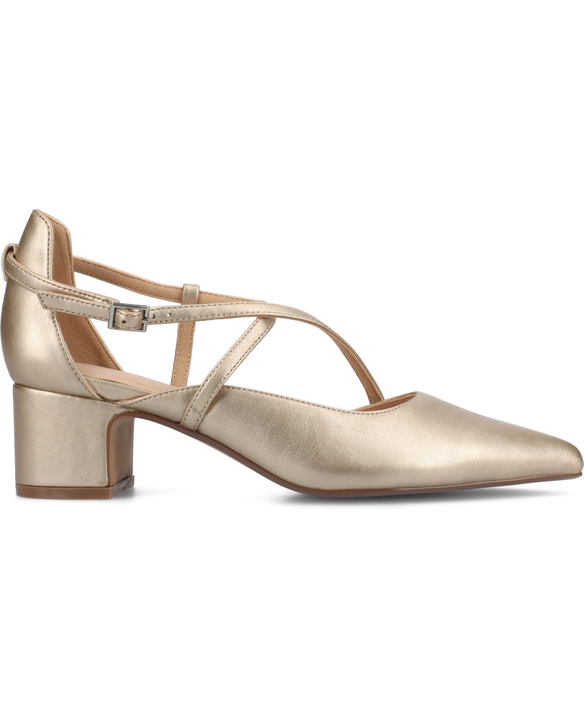 Shop Journee Collection Women's Galvinn Crisscross Pointed Toe Pumps In Champagne