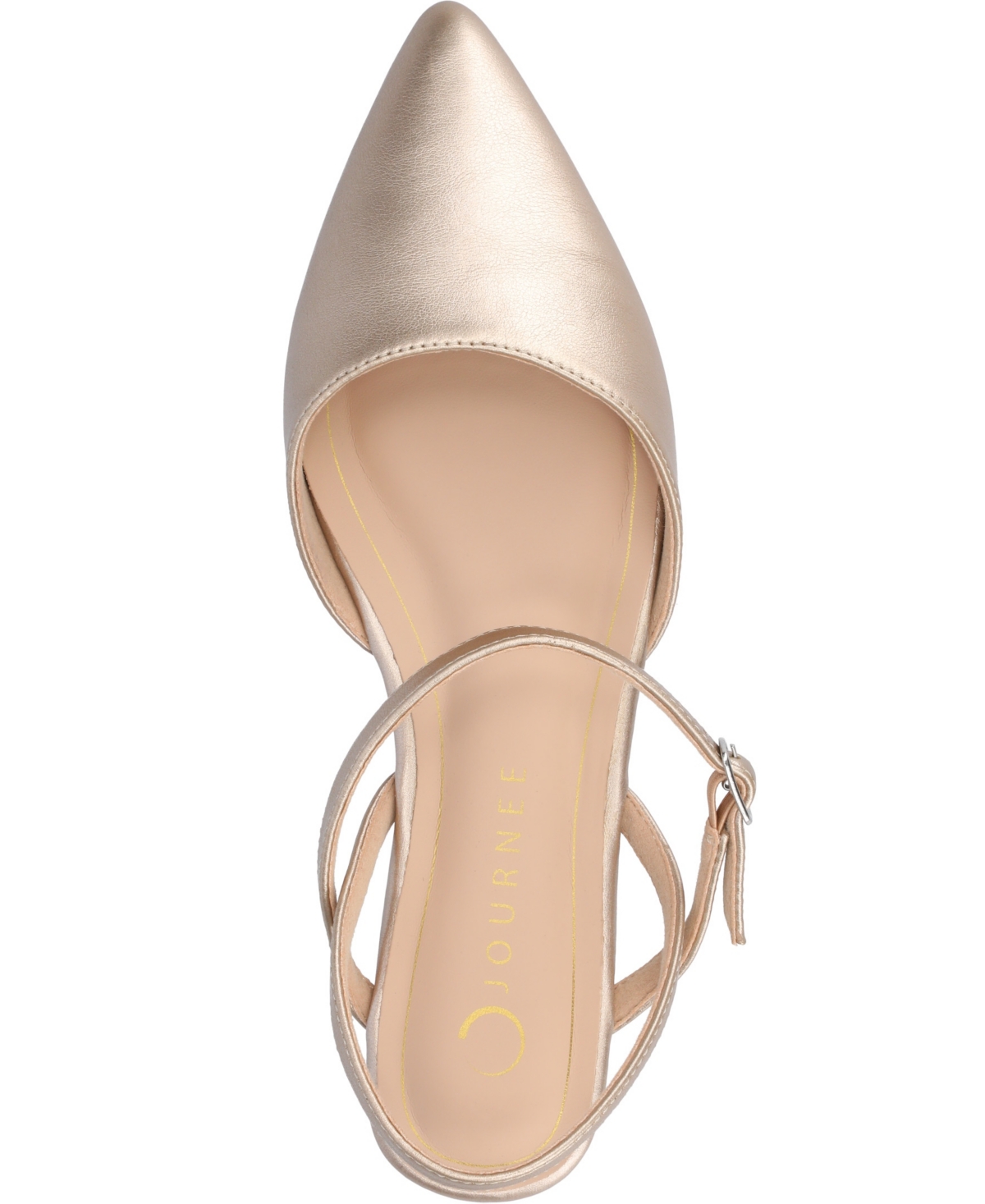 Shop Journee Collection Women's Martine Strappy Pointed Toe Flats In Champagne