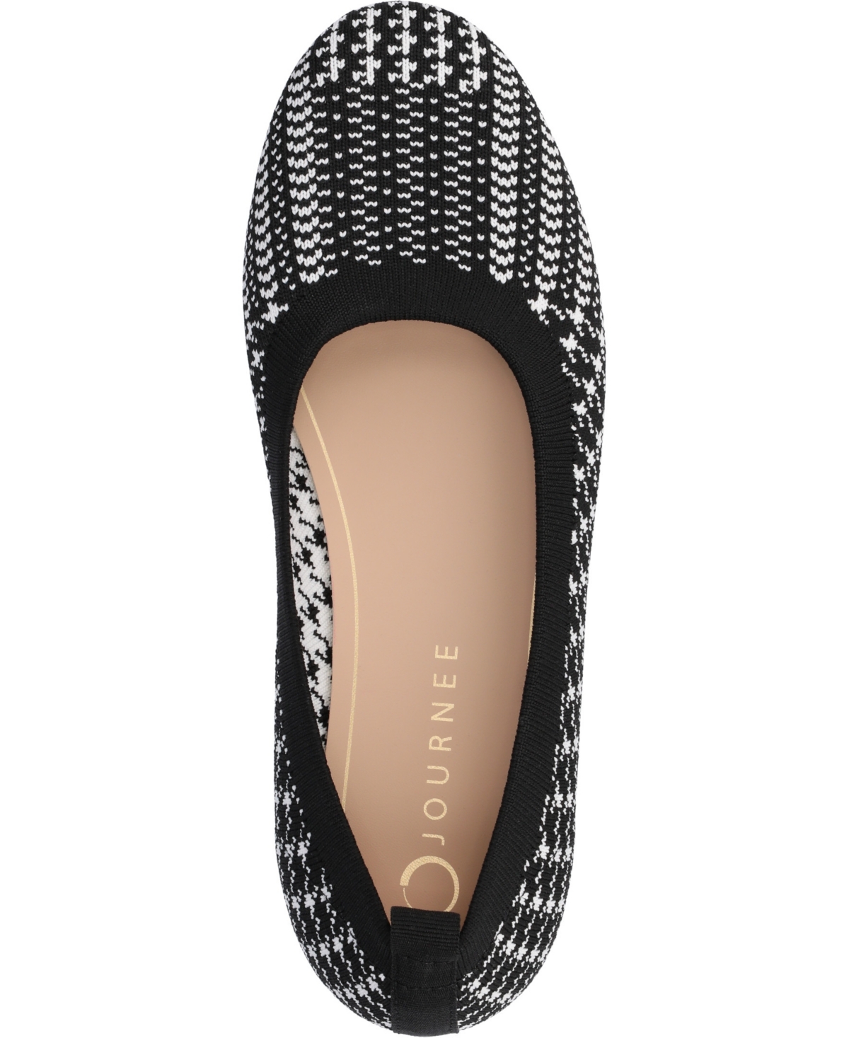 Journee Collection Women's Maryann Knit Round Toe Ballet Flats In Black,white