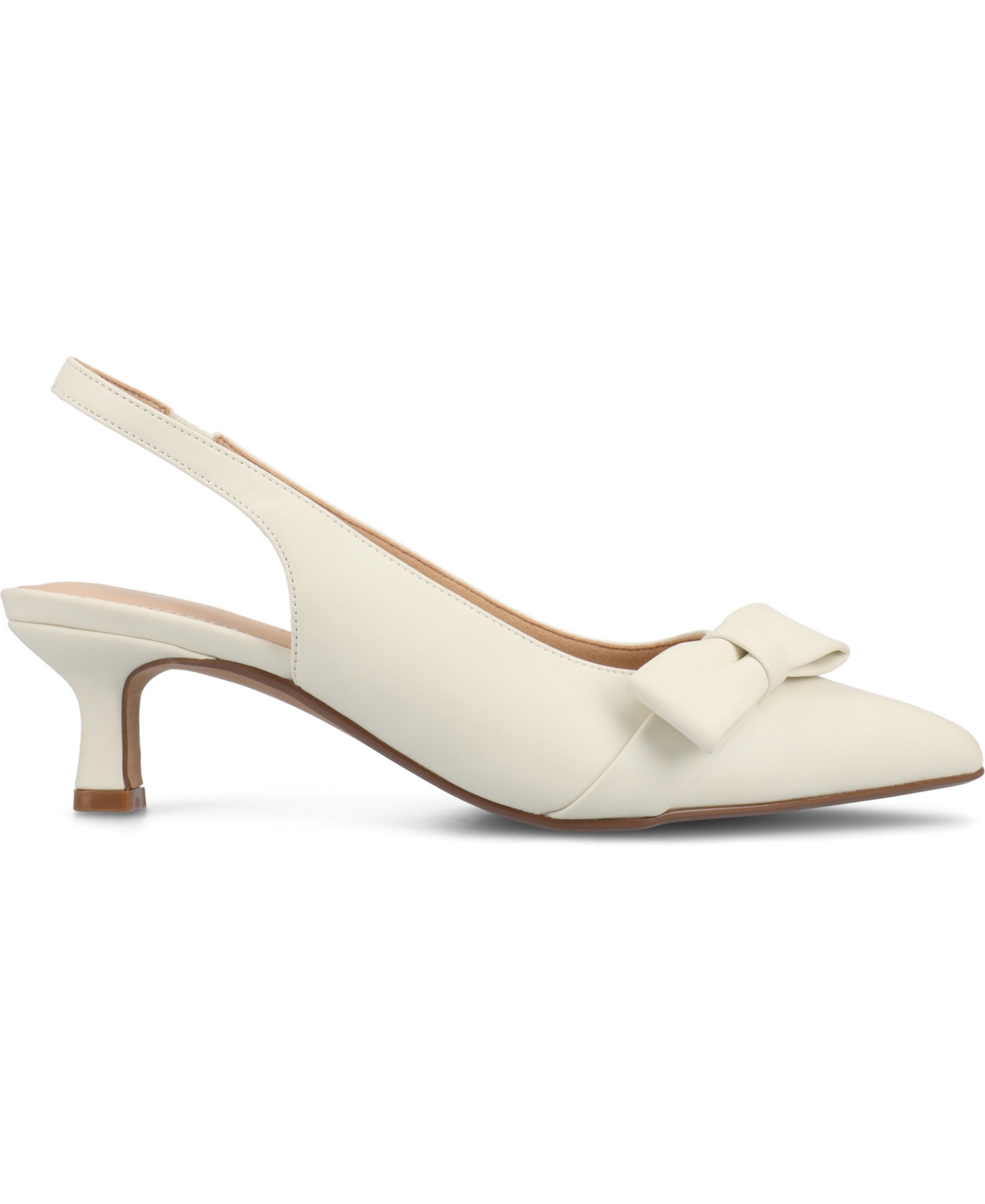 Journee Collection Women's Paloma Bow Kitten Heel Slingback Pumps In Bone