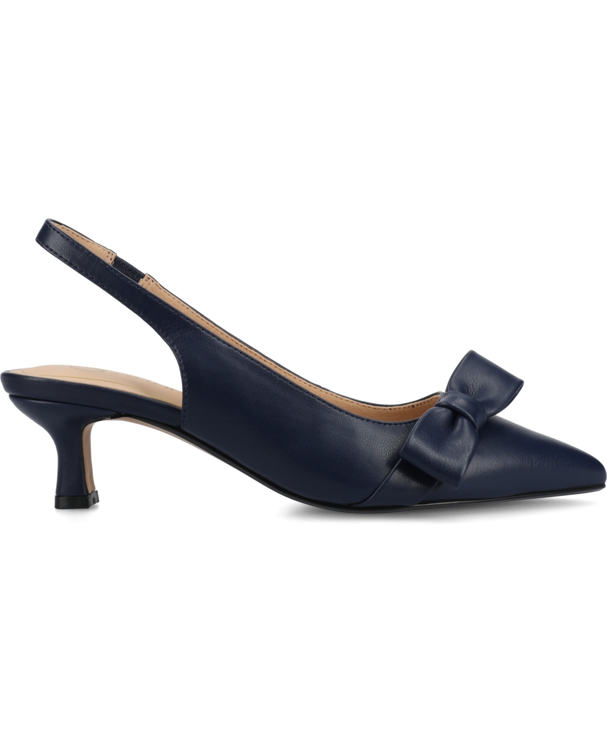 Journee Collection Women's Paloma Bow Kitten Heel Slingback Pumps In Navy