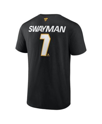 Men's Jeremy Swayman Black Boston Bruins Authentic Pro Prime Name Number T-Shirt