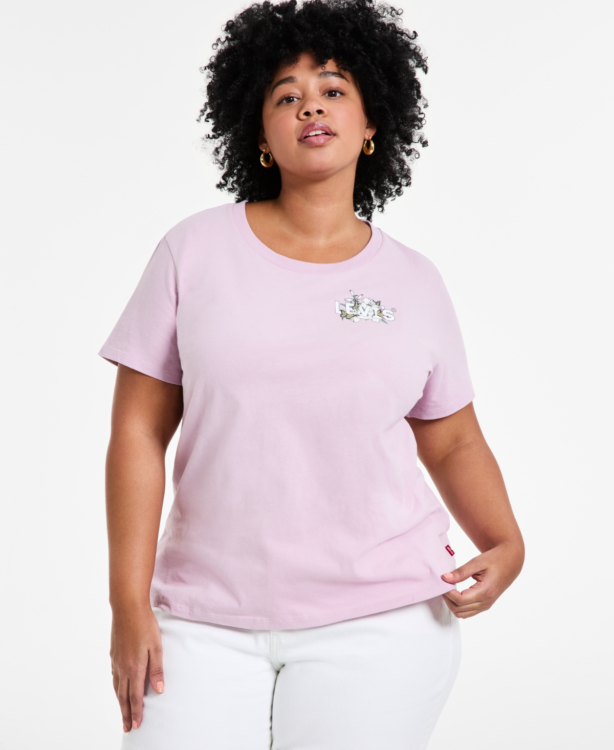 Shop Levi's Plus Size Cotton Perfect Logo Lily T-shirt In Lily High Logo Fragrant