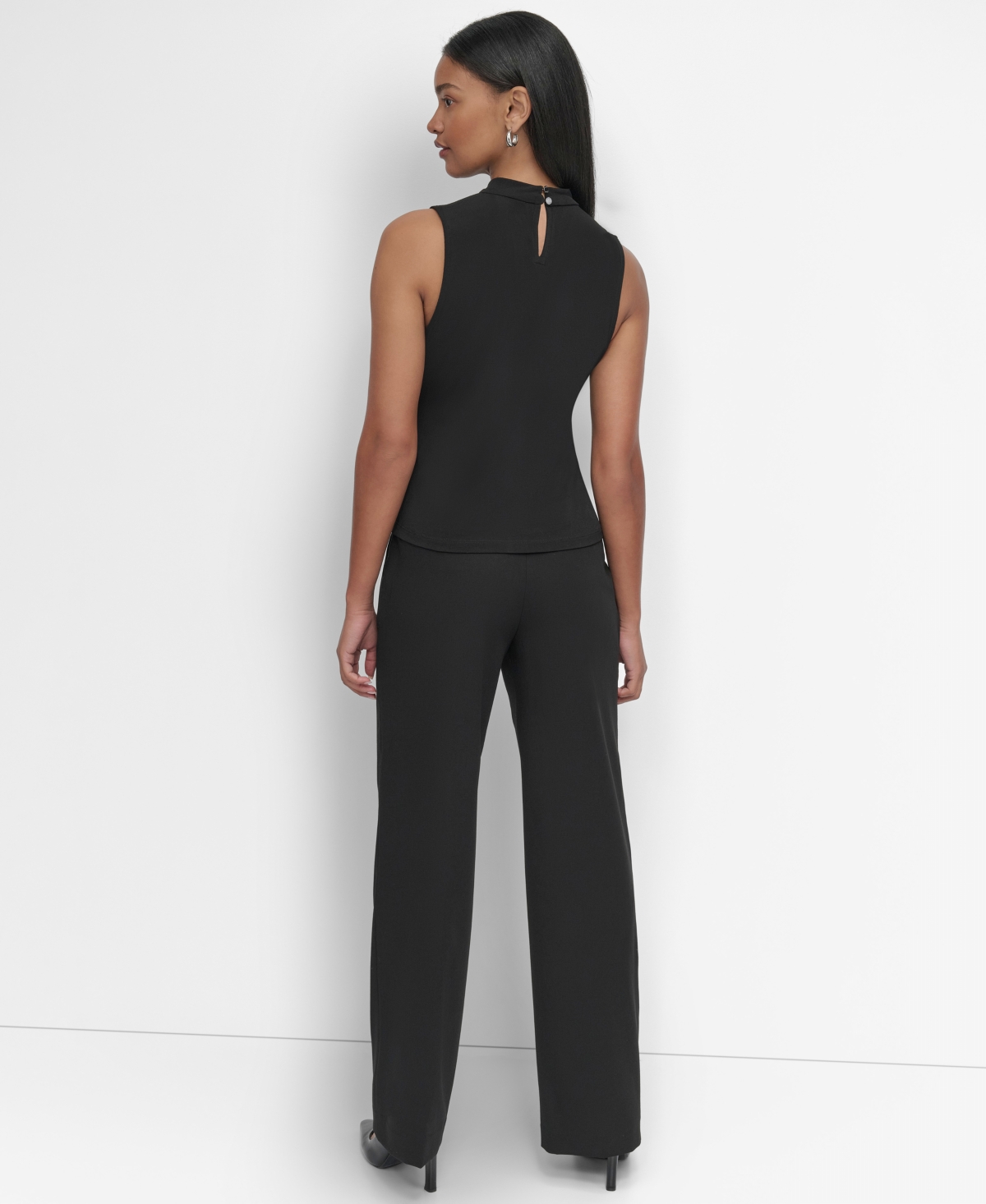 Dkny Petite Twisted-Neck Keyhole-Cutout Sleeveless Top