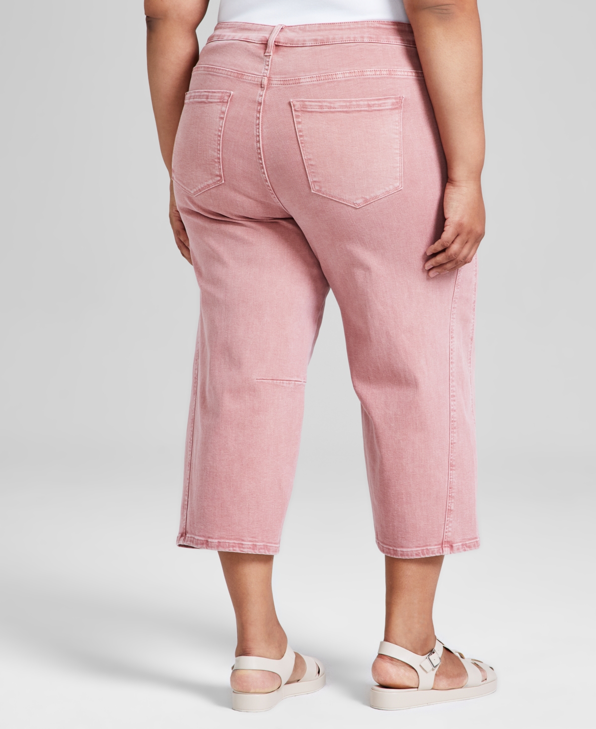 Shop And Now This Trendy Plus Size Barrel-leg Cropped Pants, Exclusively At Macy's In True Terracotta
