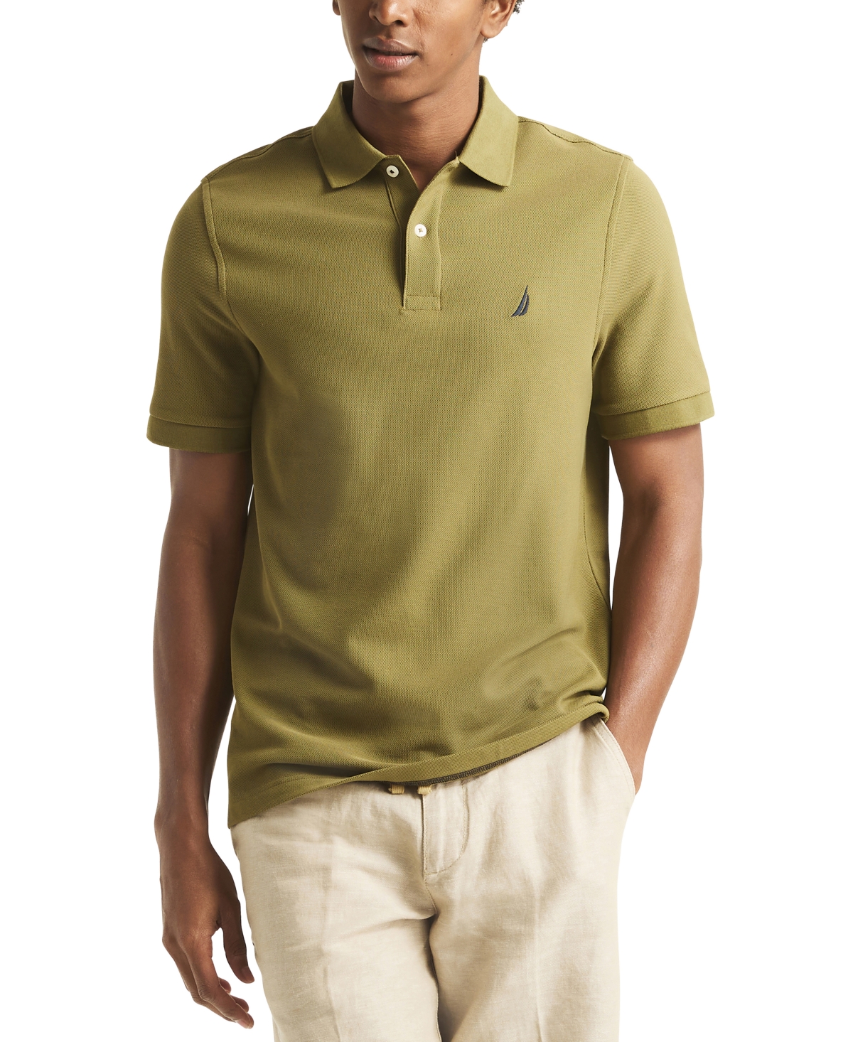 Nautica Men's Classic Fit Deck Performance Polo Shirt In Rolling Green