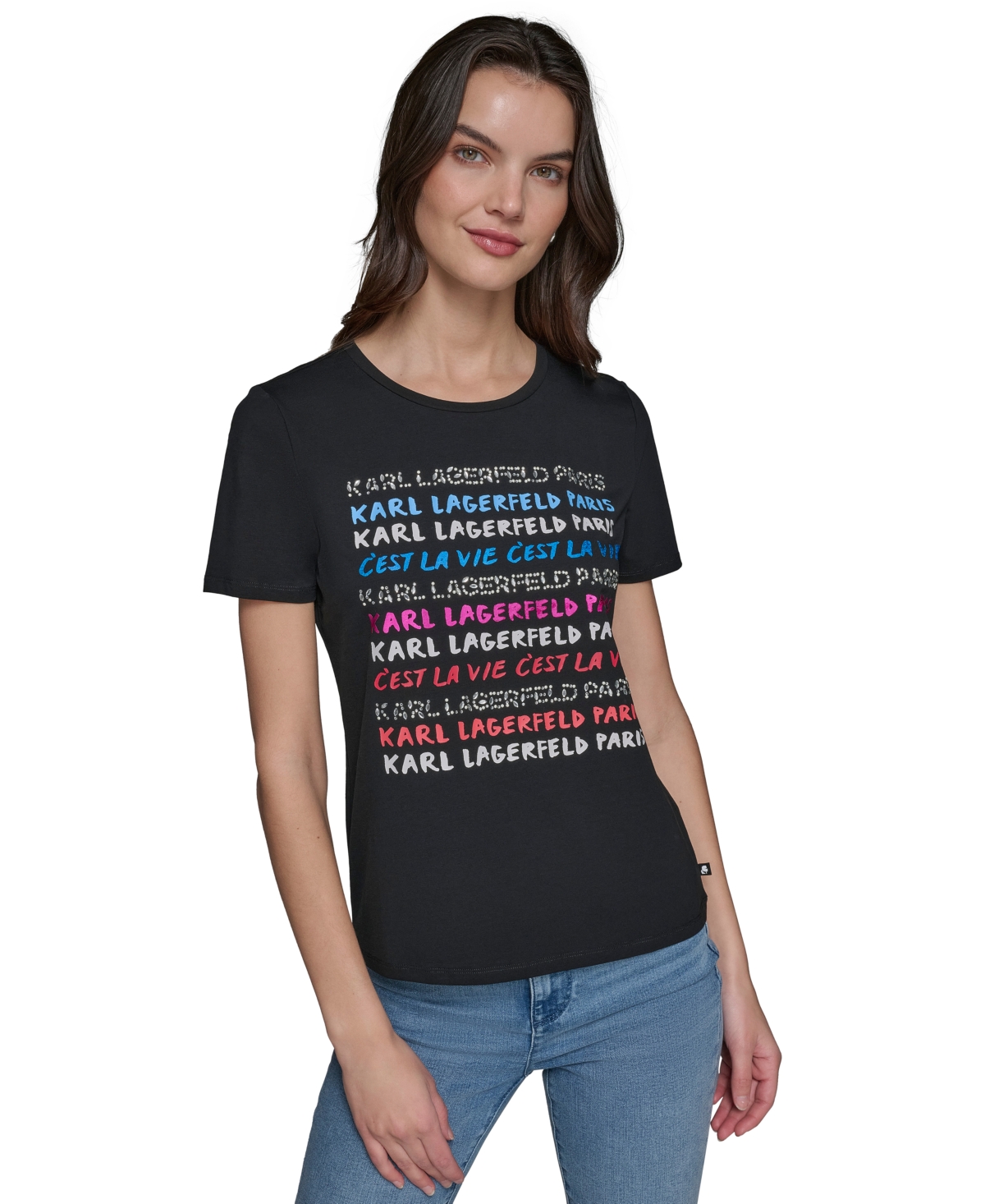 Karl Lagerfeld Paris Women's Logo Graphic-Print Tee