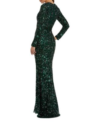 Women's Embellished Long Sleeve Gown