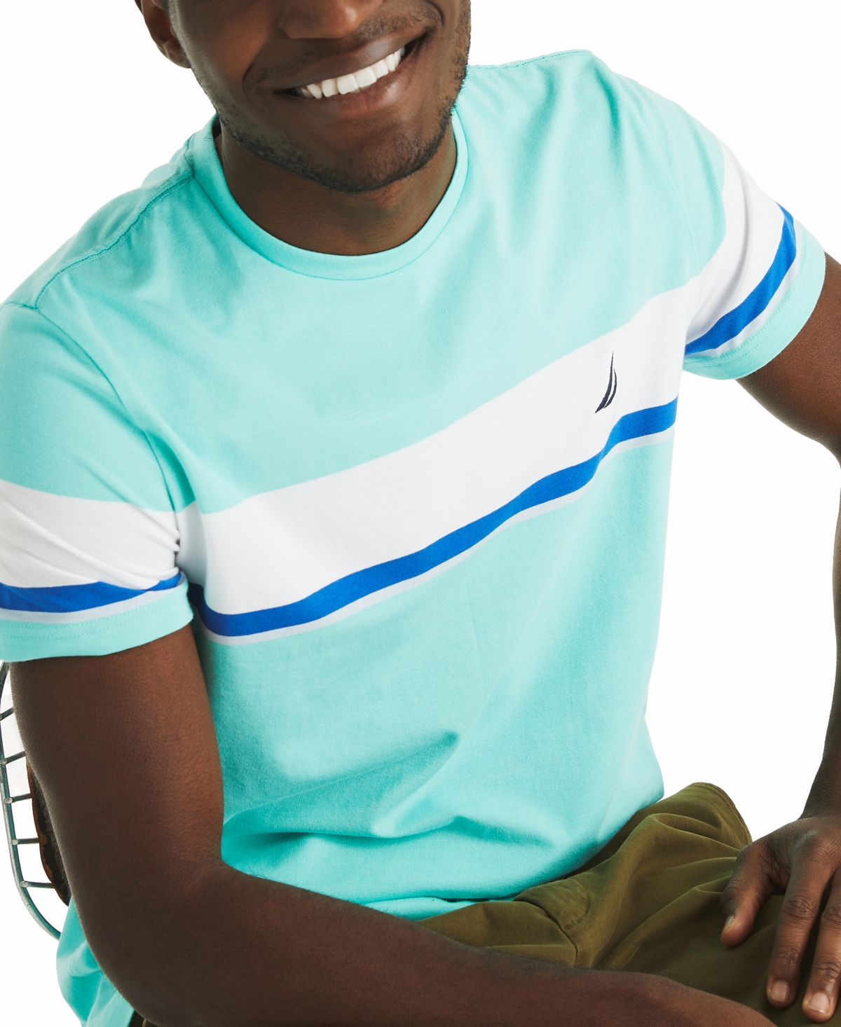 NAUTICA MEN'S STRIPED COTTON-BLEND CLASSIC-FIT T-SHIRT 