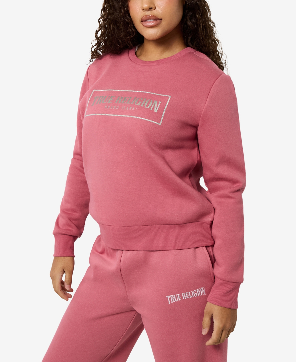 True Religion Long Sleeve Sweatshirt In Mauvewood