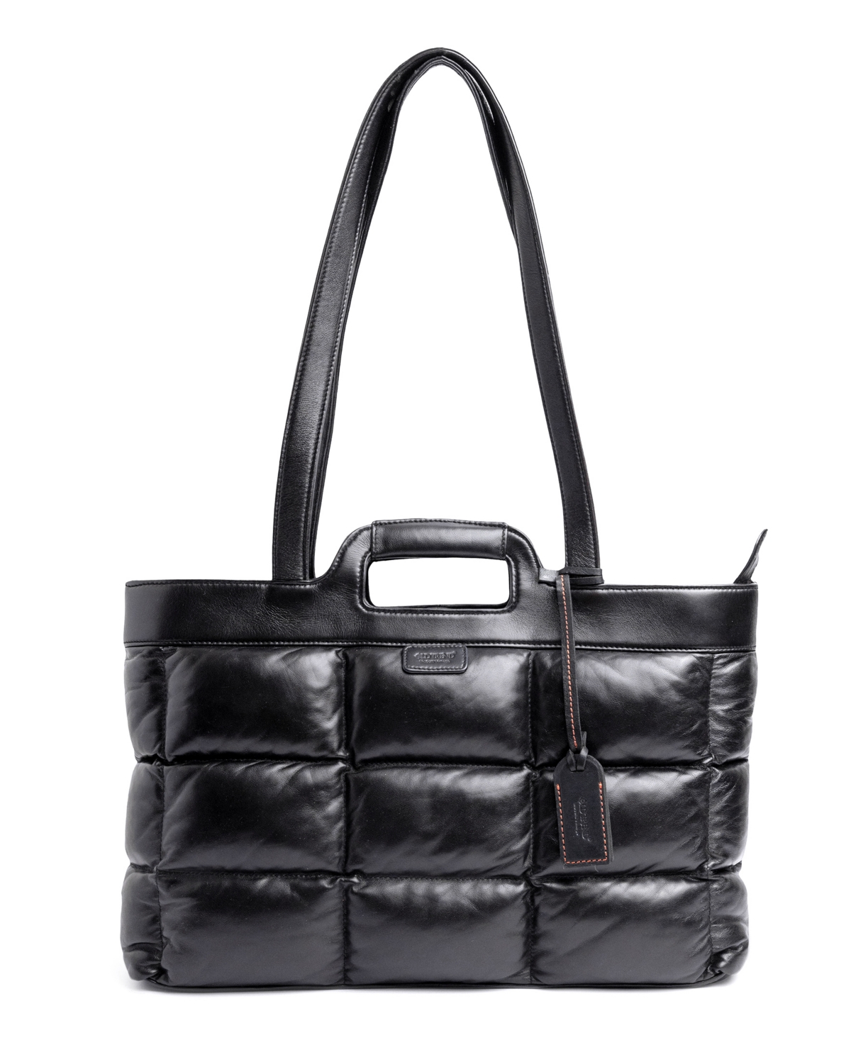 Old Trend Puff Clover Leather Tote Bag In Black