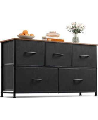 Dresser for Bedroom with 5 Drawers Wide Chest of Drawers Fabric Dresser Storage Organizer Unit with Fabric Bins for Closet Living Room Hallway