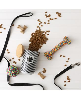 Ceramic Pet Treat Canister Stripe Paw Patch