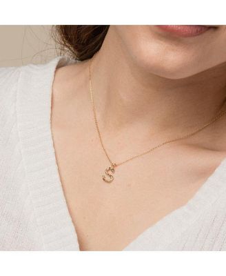 Textured Initial Letter Necklace, Gold, Personalized, Gift