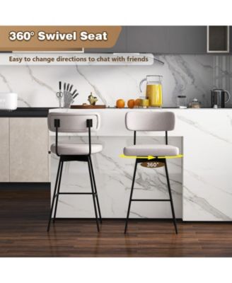 25 Inch Counter Height Upholstered Swivel Bar Stool Set of 2