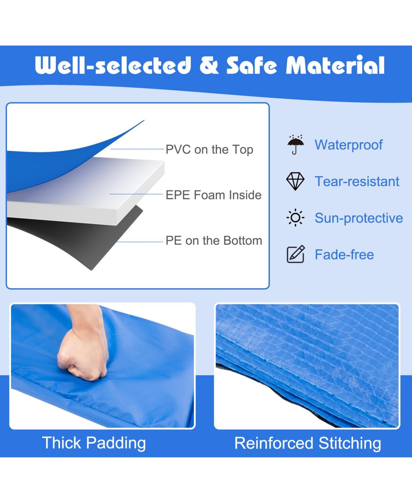 Детская игрушка GOUUN 16 Feet Waterproof and Tear-Resistant Universal Trampoline Safety Pad Spring Cover — фото 9