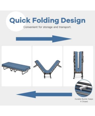 Portable Folding Bed with Memory Foam Mattress and Sturdy Metal Frame Made in Italy