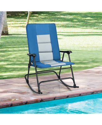 Foldable Rocking Padded Portable Camping Chair with Backrest and Armrest