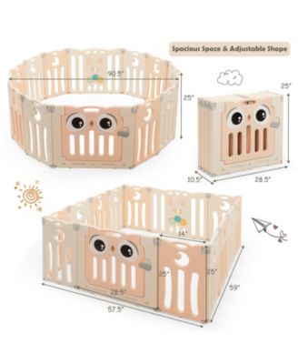 Kids 14-Panel Playpen Activity Center Foldable Play Yard with Lock Door