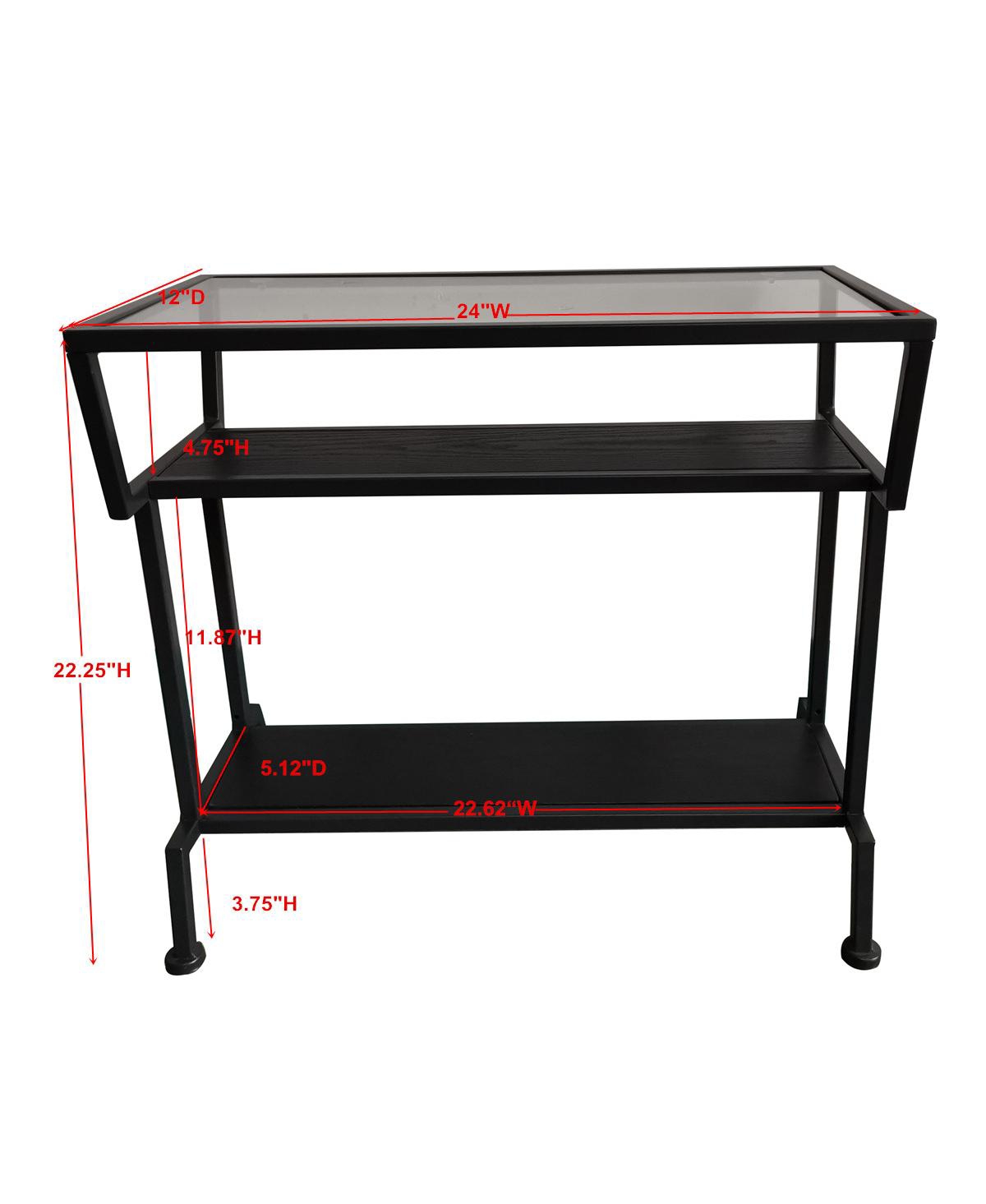 Kings Brand Furniture - Dosamantes Side End Table with Storage Shelves, Black