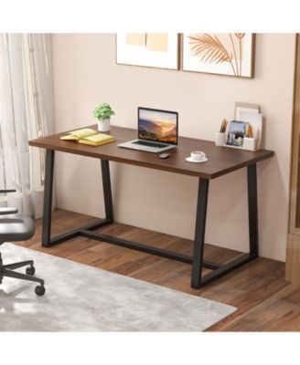 Large Dining Table with Heavy-duty Metal Frame and Anti-slip Foot Pads