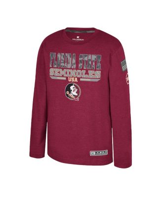 Big Boys and Girls Heather Garnet Florida State Seminoles OHT Military Appreciation Oorah Long Sleeve T-Shirt