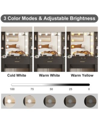 Vanity Desk With Led Lighted Mirror