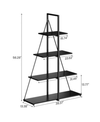 4-Shelf A-Shaped Ladder Bookcase Display with Wooden Storage Shelves for Living Room and Home Office