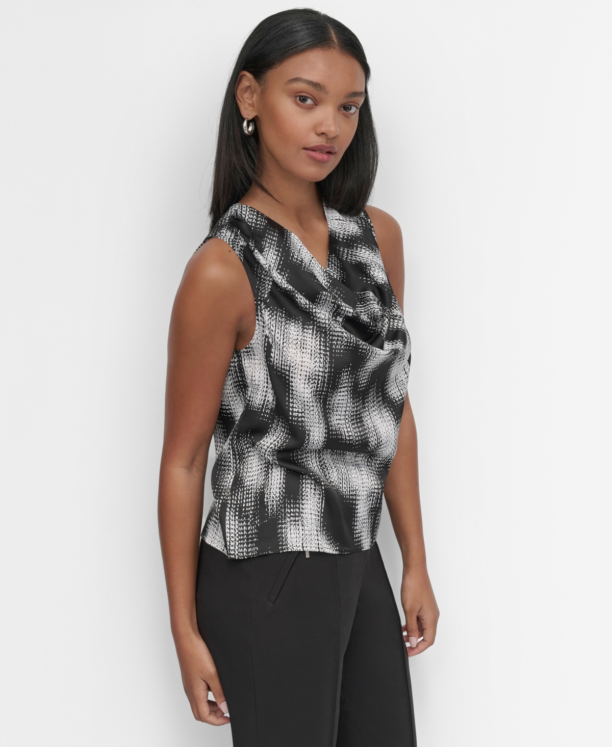 Dkny Women's Printed Cowlneck Top