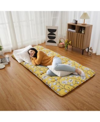 Japanese Thick Tatami Roll-Up Floor Mattress for Camping & Guest Room, Twin