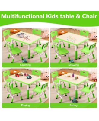 5-Pc HDPE Adjustable Graffiti Desktop Kids Activity Table Set