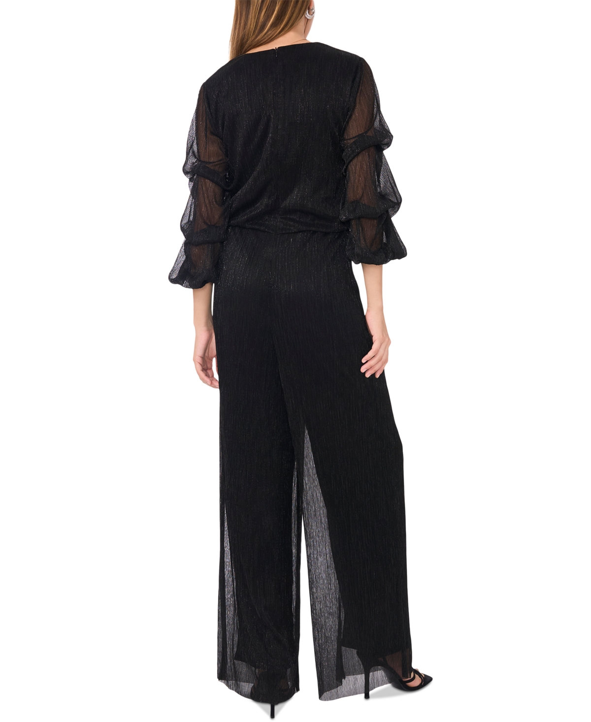 Vince Camuto Women's Metallic V-Neck Bubble-Sleeve Jumpsuit